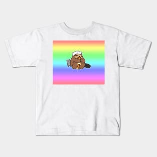 Sloth and Cats Pastel Rainbow Gradient Kids T-Shirt